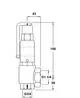 Sicherheitsventil von IMI Hydronic Engineering, mit verschiedenen Anschlüssen. Das Diagramm zeigt Maße und Aufbau des Ventils.